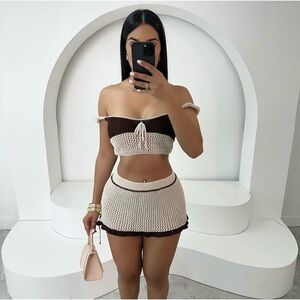 Crochet Knit Skirt Set